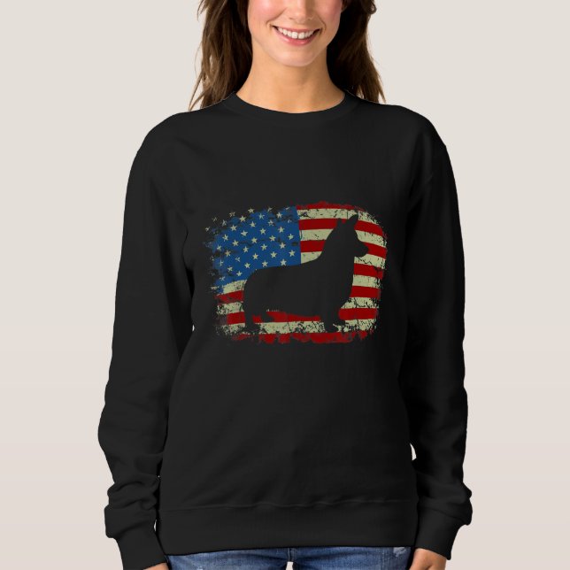 America Flag Best Corgi Dad Ever Father's Day Dog Sweatshirt (Vorderseite)