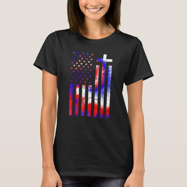 America Flag Christian 4th Of July Tie Dye Women P T-Shirt (Vorderseite)