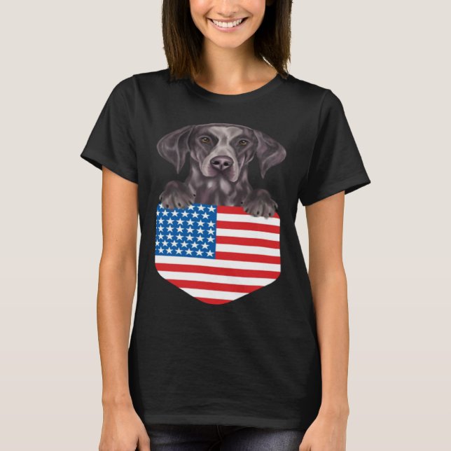 America Flag German Shorthaired Pointer Dog In Poc T-Shirt (Vorderseite)