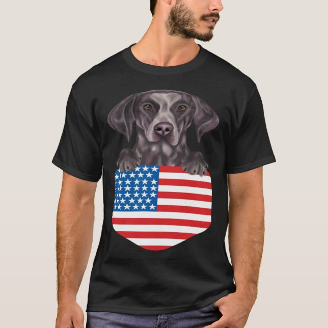 America Flag German Shorthaired Pointer Dog In Poc T-Shirt (Vorderseite)