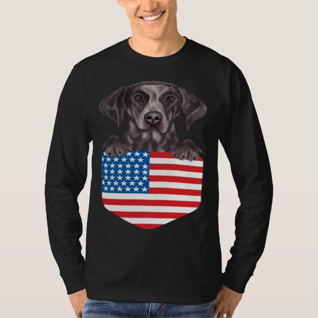 America Flag German Shorthaired Pointer Dog In Poc T-Shirt (Vorderseite)