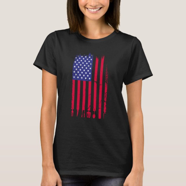 America Flag Girll Costume Barbeque T-Shirt (Vorderseite)