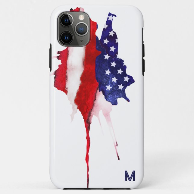 *~* America Flag Old Glory Patriotic USA Monogram Case-Mate iPhone Hülle (Rückseite)