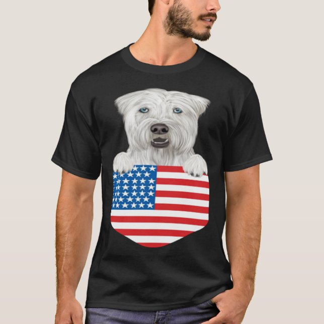 America Flag Soft Coated Wheaten Terrier Dog In Po T-Shirt (Vorderseite)