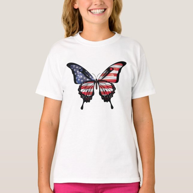 America Frack Butterfly Flag Sticker T-Shirt (Vorderseite)
