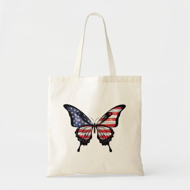 America Frack Butterfly Flag Sticker Tragetasche (Vorne)