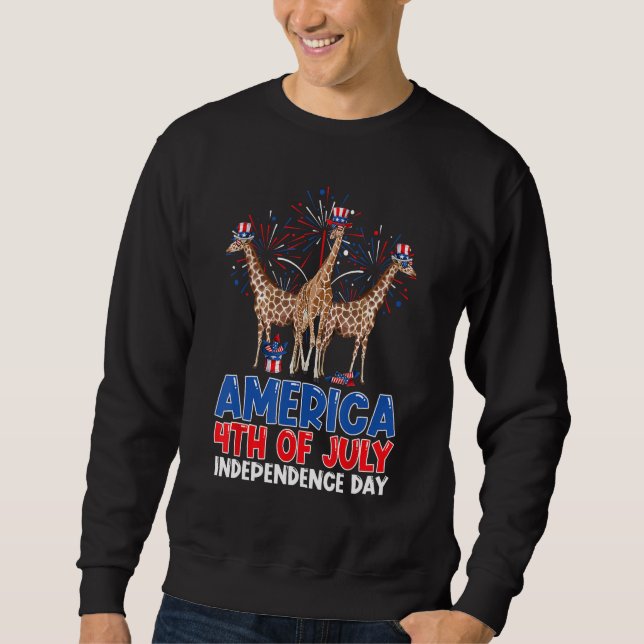 America Giraffes American Flag Indepedence Day 4th Sweatshirt (Vorderseite)