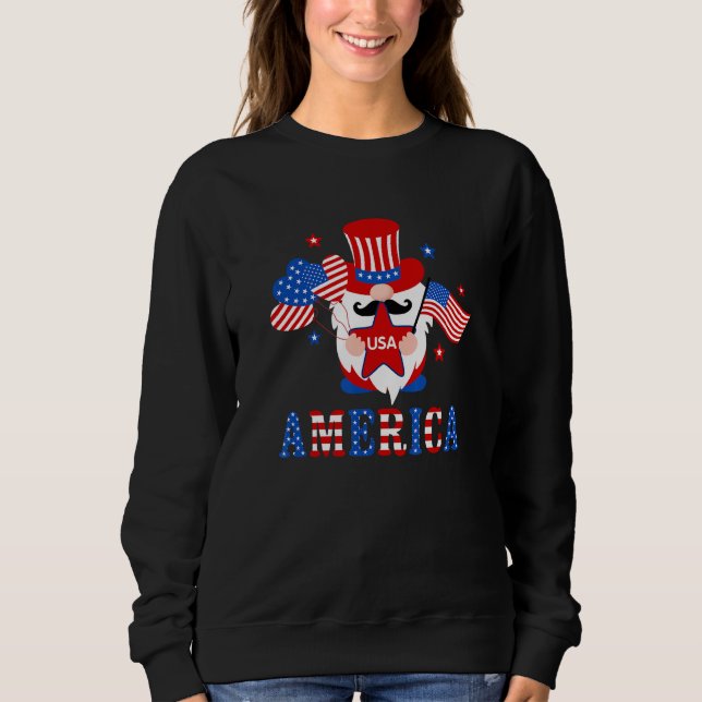 America Gnome American Flag 4th Of July Family Mat Sweatshirt (Vorderseite)