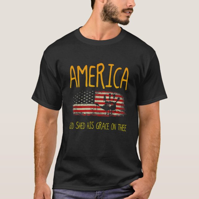 America God Shed His Grace on Thee 4th of July Men T-Shirt (Vorderseite)