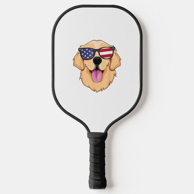 America Golden Retriever 4. Juli für Men Boys Pickleball Schläger (Vorderseite)