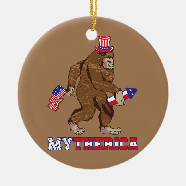 America Gorilla Rocket Patriotic American Flag Keramik Ornament (Vorne)