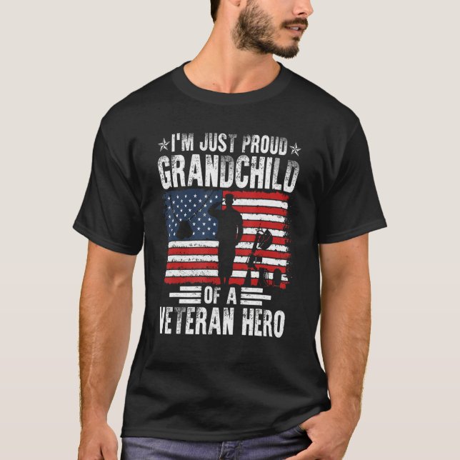 America Grandchild American Flag Thanks Patriotic  T-Shirt (Vorderseite)