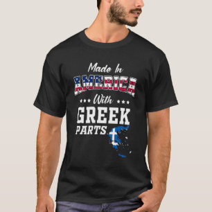 America Greece Parts Greece Map USA Flag Herkunft T-Shirt