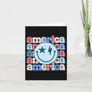 America Groovy Smile Shirt für Frauen 4. Juli P Karte