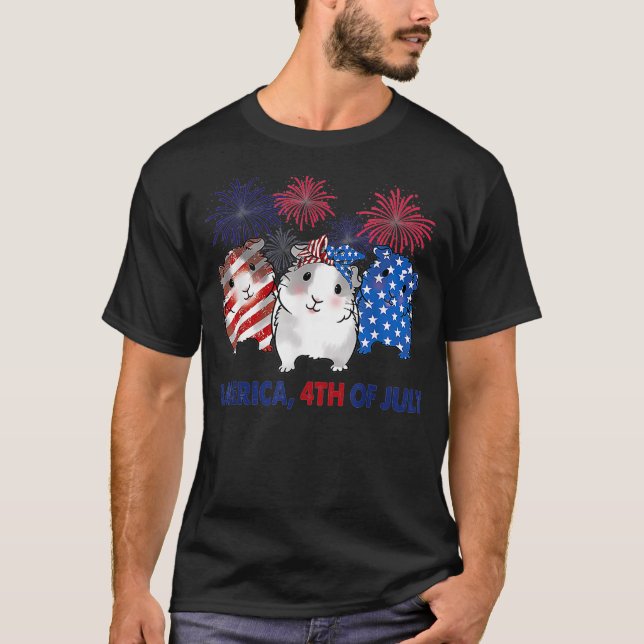 America Guinea Pig 4th of July USA Flag Mens Women T-Shirt (Vorderseite)