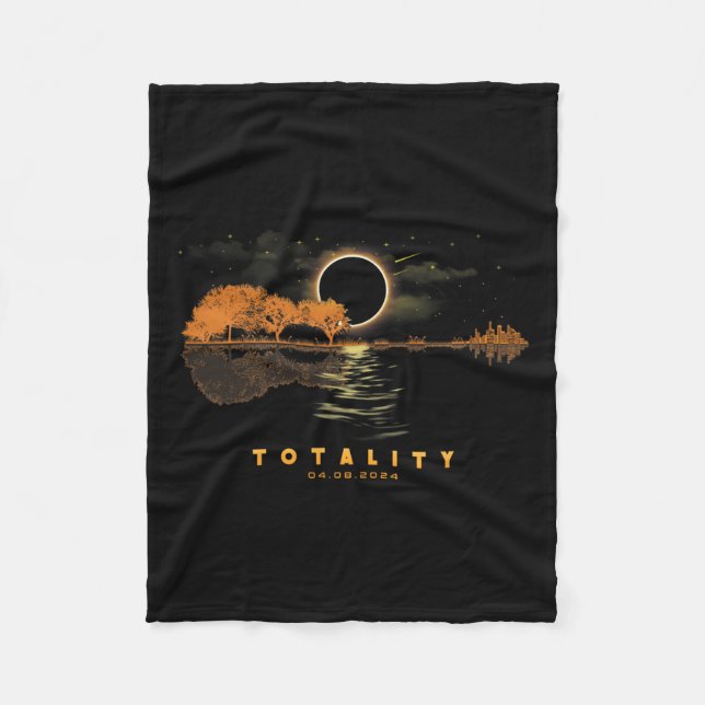 America Guitar Totality 04 08 24 Total Solar Eclip Fleecedecke (Vorderseite)