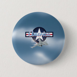 America Jet Kampfflugzeug Button
