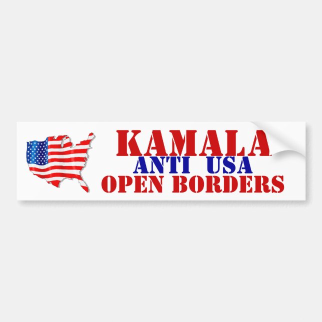 AMERICA KAMALA'S OPEN BORDER ANTI USA! Flagge Autoaufkleber (Vorne)