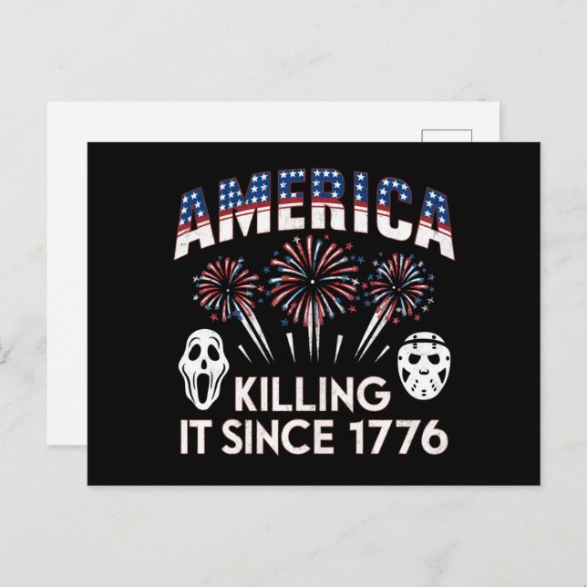 America Killing It Seit 1776 Patriotic Horror USA Postkarte (Vorne/Hinten)