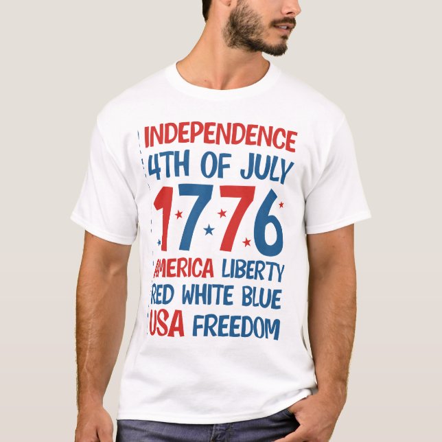 America Liberty, Red, White, Blue, USA Freedom  T-Shirt (Vorderseite)