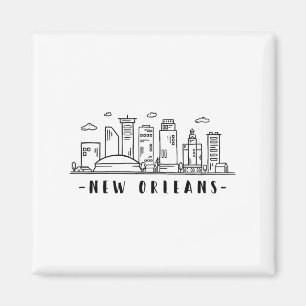 America Louisiana New Orleans Skyline Silhouette Magnet
