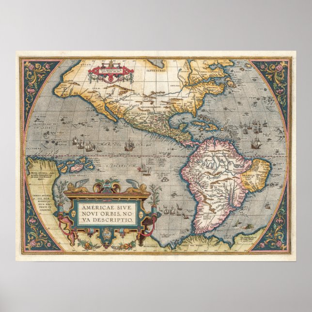 America Map Ortelius Theatrum 1570 Poster (Vorne)