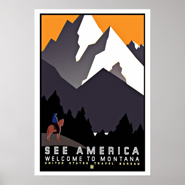 America Montana Vintage Travel Poster (Vorne)