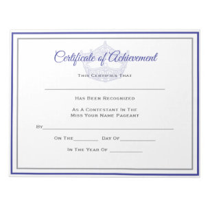 America Pageant Crown Certificate Achievement Awar Notizblock
