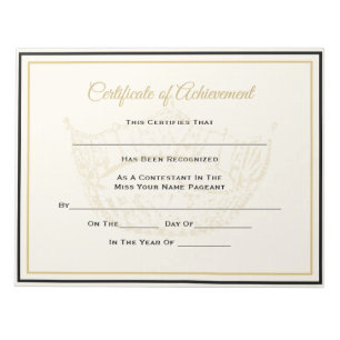 America Pageant Crown Certificate Achievement Awar Notizblock
