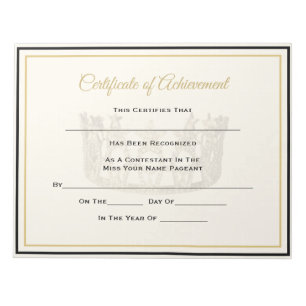 America Pageant Crown Certificate Achievement Awar Notizblock