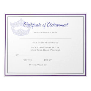 America Pageant Crown Certificate Achievement Awar Notizblock