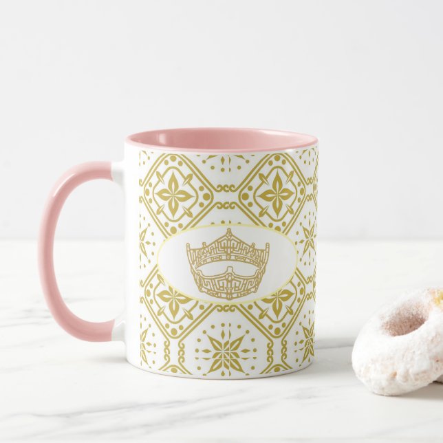 America Pageant Crown Royal Print Zwei Töne Tasse (Mit Donut)