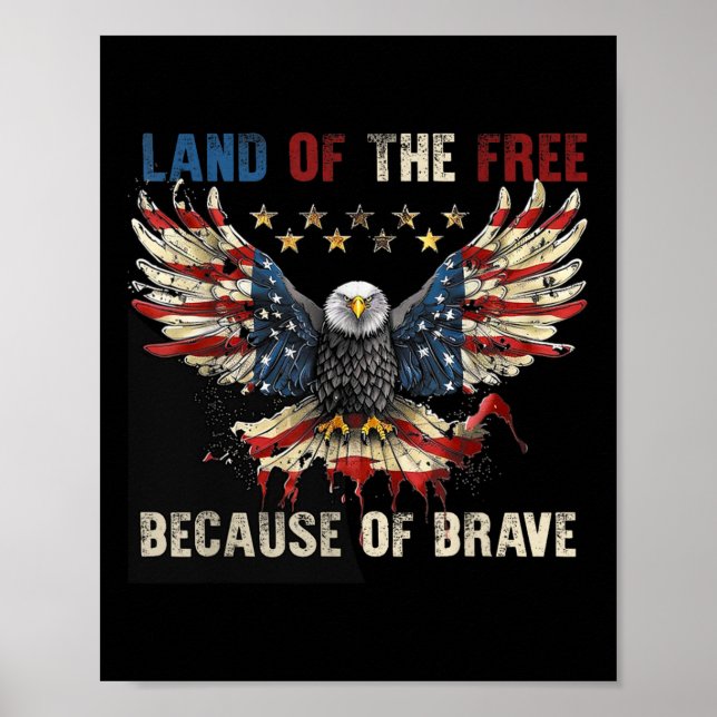 America Patriotic Eagle Land der Freie, weil O Poster (Vorne)