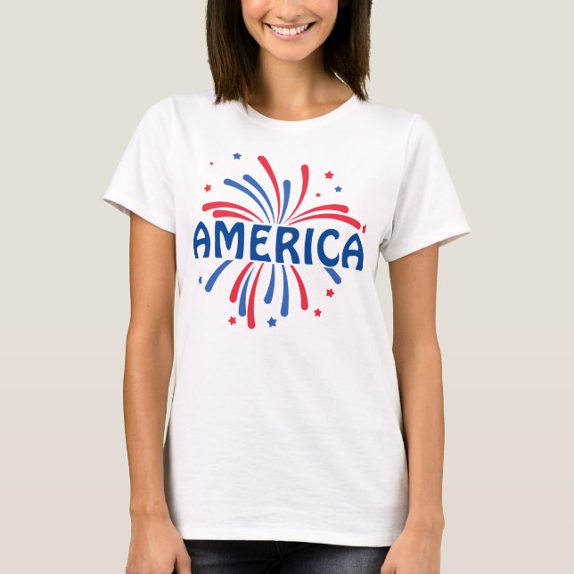 AMERICA Patriotic Fireworks 4. Juli T - Shirt (Vorderseite)