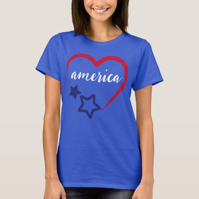 America Patriotic Heart 4. Juli Holiday T - Shirt (Vorderseite)