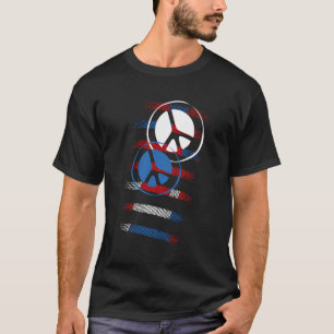 America Peace signiert Streifen Flag Farben Design T-Shirt