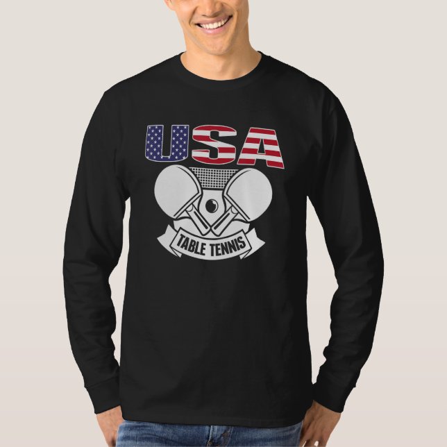 America Ping Pong US Flag Tischtennis Team Unterst T-Shirt (Vorderseite)