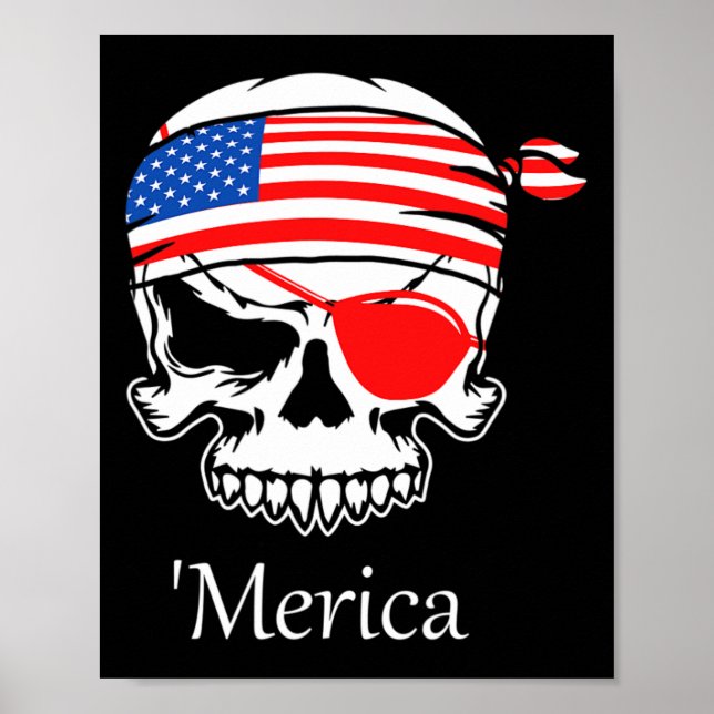 America Pirate Skull Flag 4. Juli Independence Da Poster (Vorne)