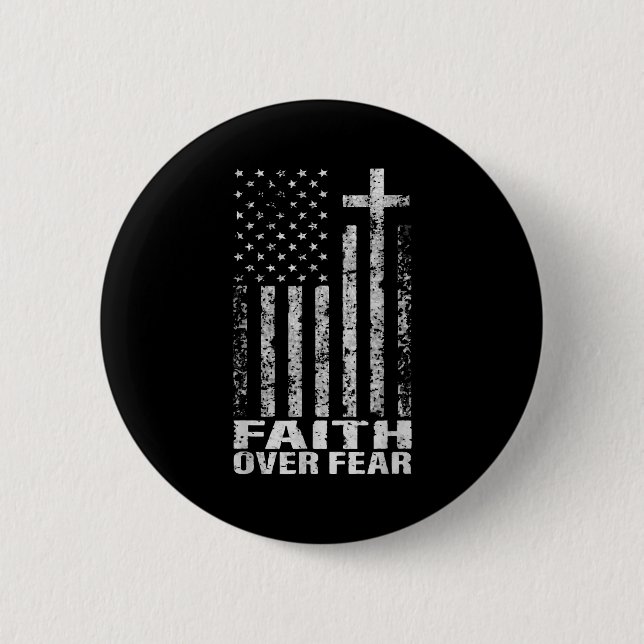 America Pride Us Flag Faith Over Fear Christian Bi Button (Vorderseite)