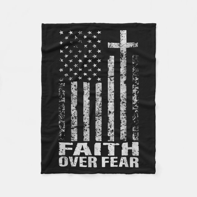 America Pride Us Flag Faith Over Fear Christian Bi Fleecedecke (Vorderseite)