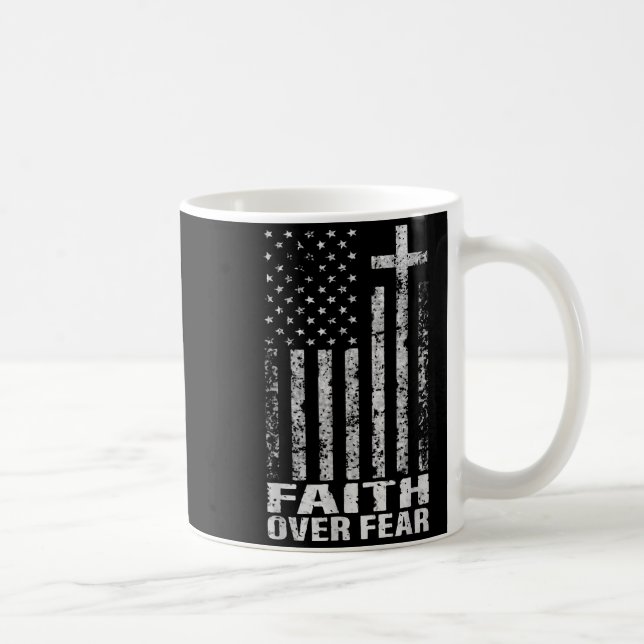 America Pride Us Flag Faith Over Fear Christian Bi Kaffeetasse (Rechts)