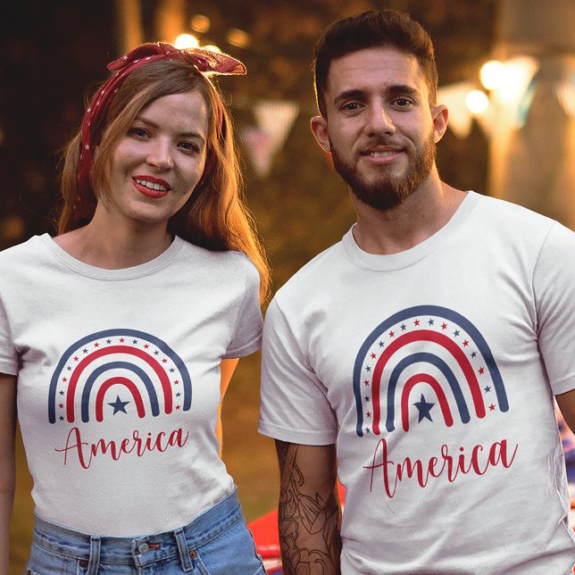 America Red White and Blue Rainbow Unisex T-Shirt (Von Creator hochgeladen)