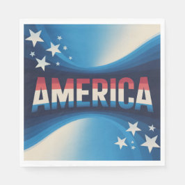 America Red White Blue Lunch Napkins Set Serviette