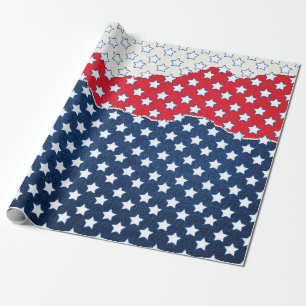 America Red White & Blue Stars Geschenkpapier