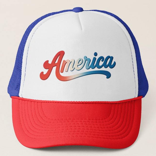 America Retro Gradient - Patriotic USA Flag Style Truckerkappe (Vorderseite)