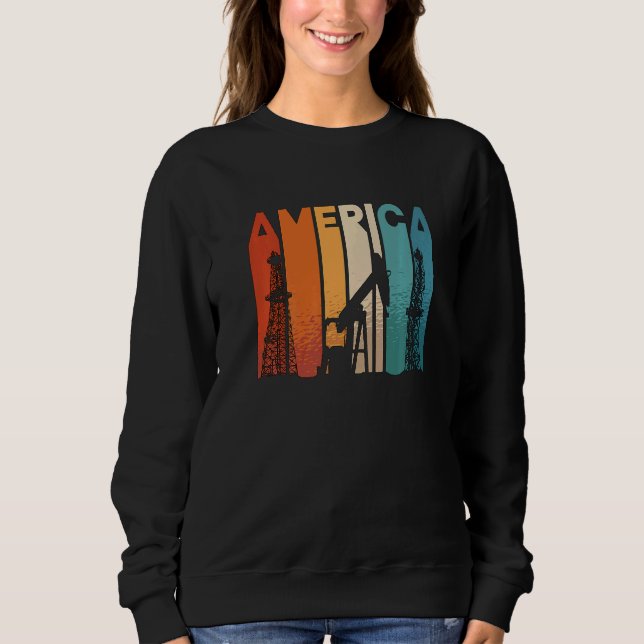 America Retro Roughneck Oil Rig Worker Workers Oil Sweatshirt (Vorderseite)