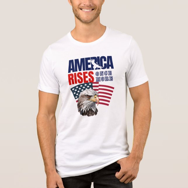 America Rises White 4. Juli Eagle T - Shirt (Vorderseite)