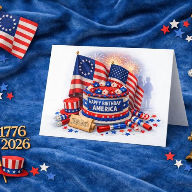 America’s 250 Years of Freedom Patriotic Birthday  Karte (Von Creator hochgeladen)