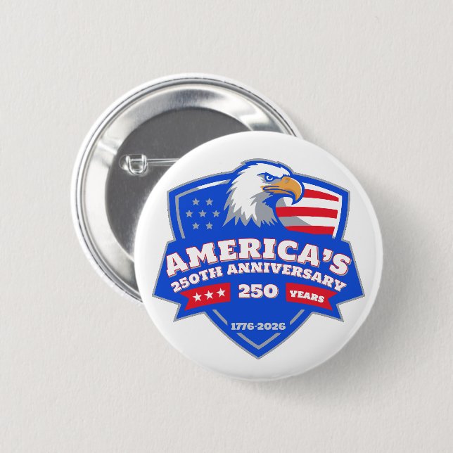America’s 250th Anniversary Patriotic Eagle Badge Button (Vorne & Hinten)