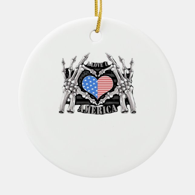America Skeleton Hands Keramik Ornament (Vorne)